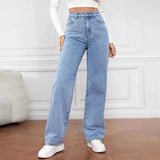 Women's Hot Sale High Waist Stretch Washed Denim Fashionable Straight Jeans Women's Pants women jeans black pants woman clothing